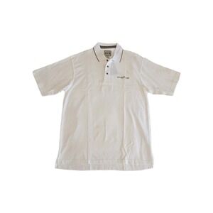 Destinations Polo Shirt Mens Medium White Goodyear Tires Branded 100% Cotton NWT